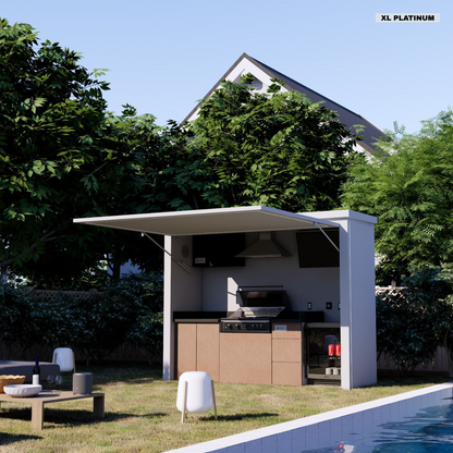 ELEV8 BBQ Station XL in Platinum – elegant silver outdoor kitchen with spacious XL layout